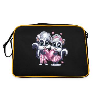 Couple de mouffettes mignon avec cœur pour la Saint-Valentin - Sac Retro - noir/or - Dos