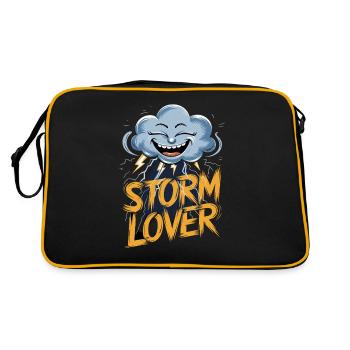 Tempête Amoureux Nuages Éclair Visage - Sac Retro - noir/or - Dos