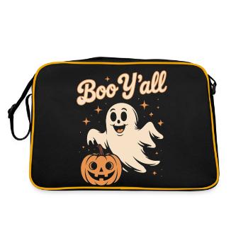Boo Y all Halloween Funny Ghost - Retro Tasche - Schwarz/Gold - Hinten