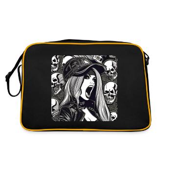 Cool Heavy Metal Woman with Skulls Gothic - Retro Bag - black/gold - Back