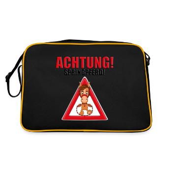 ACHTUNG SPRINGPFERD - PFERD - SPRINGREITEN - TIER - Retro Tasche - Schwarz/Gold - Hinten