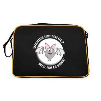 FLEDERMAUS - MONDSCHEIN - HALLOWEEN - TIERISCH - Retro Tasche - Schwarz/Gold - Hinten