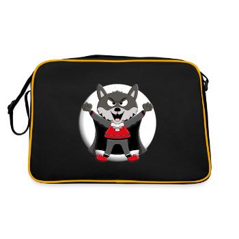 WERWOLF - WOLF - MOND - VAMPIR - HALLOWEEN - Retro Tasche - Schwarz/Gold - Hinten