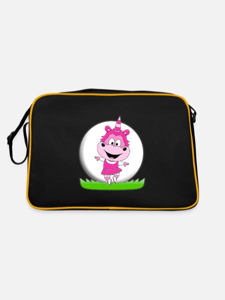 EINHORN - TANZEN IM MONDENSCHEIN - KINDER - BABY - Retro Tasche - Schwarz/Gold