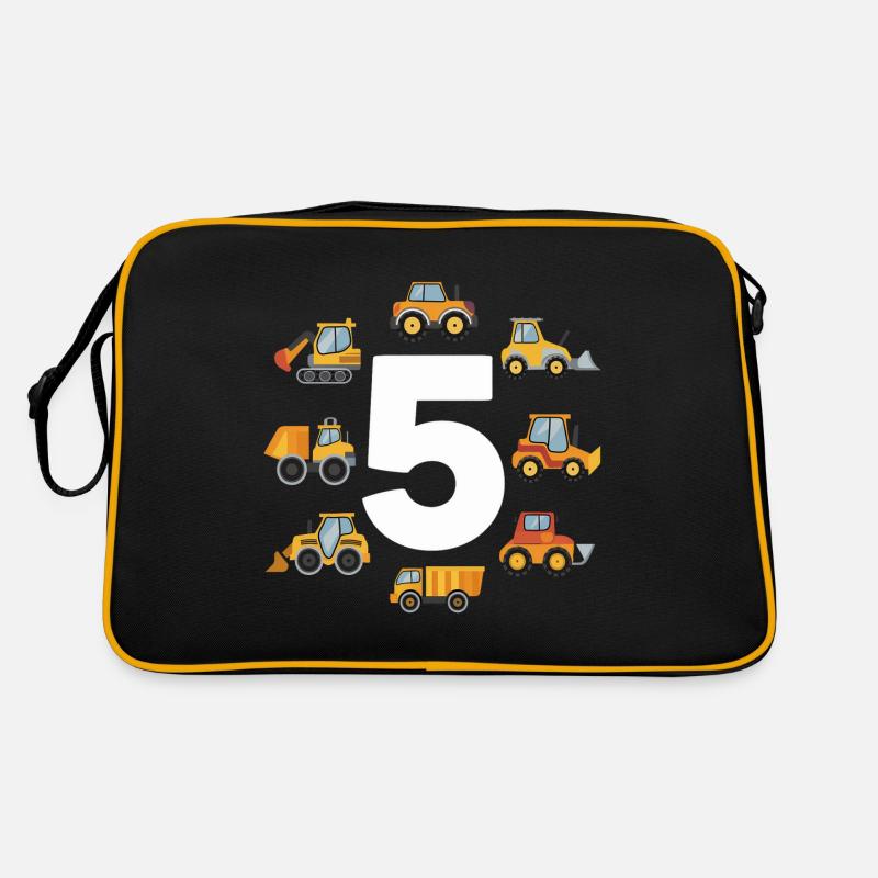 Construction site - 5 years - 5th birthday - Retro Bag - black/gold