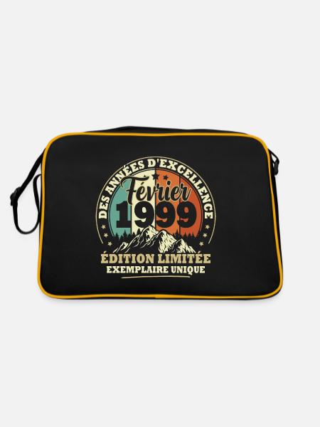 Vintage cadeau d'anniversaire née en Février 1999 - Sac Retro - noir/or