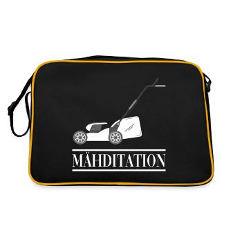 MÄHDITATION Rasenmähen Rasenmäher - Retro Tasche - Schwarz/Gold - Hinten