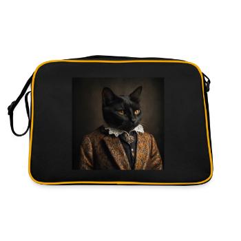 Portrait of a cat in a costume - Retro Bag - black/gold - Back