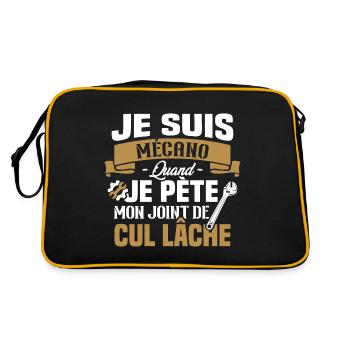 Je suis mécano humour cadeau mécanicien - Sac Retro - noir/or - Dos