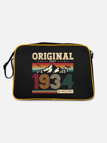 Original Mai 1934 Jahrgang 1934 Geburtstag 1934 - Retro Tasche - Schwarz/Gold - Hinten
