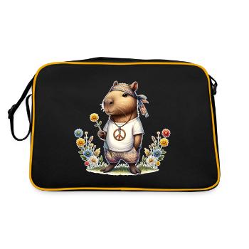 Capybara Hippie Peace - Retro Bag - black/gold - Back
