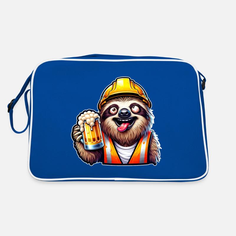 Sloth Construction Worker With Beer Drunk Funny Retro Bag