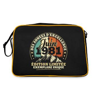 Vintage cadeau d'anniversaire née en juin 1981 - Sac Retro - noir/or - Dos
