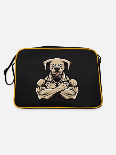 Labrador Dog Muscles Bodybuilding - Retro Bag - black/gold - Back