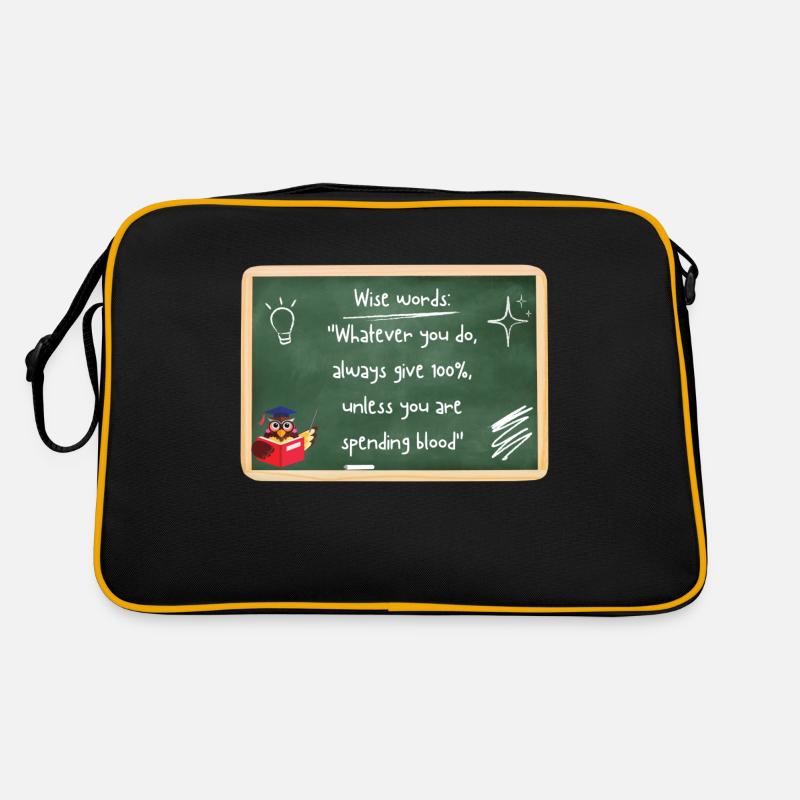 Kluger lustiger Spruch - englisch - Retro Tasche - Schwarz/Gold