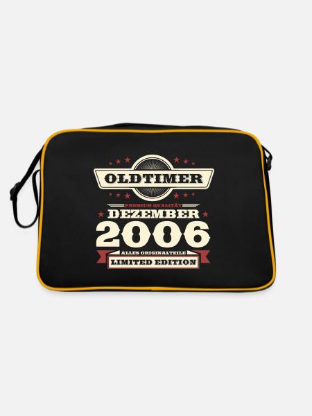 17. Geburtstag Oldtimer Dezember Jahrgang 2006 - Retro Tasche - Schwarz/Gold - Hinten