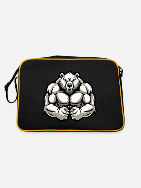Polar Bear Muscles Bodybuilding Polar Bear - Retro Bag - black/gold - Back