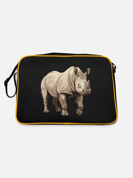 Rhinoceros Animal - Retro Bag - black/gold - Back
