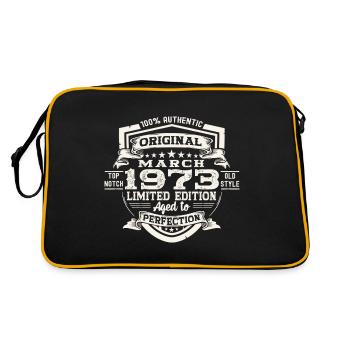 50. Geburtstag Mann Original März Jahrgang 1973 - Retro Tasche - Schwarz/Gold - Hinten