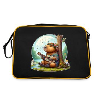 Capybara Guitar Hippie Peace - Retro Bag - black/gold - Back