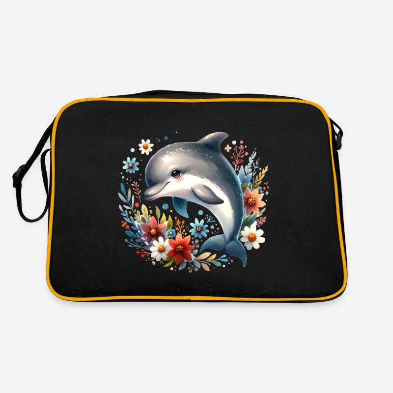 Delfin - Retro Tasche - Schwarz/Gold