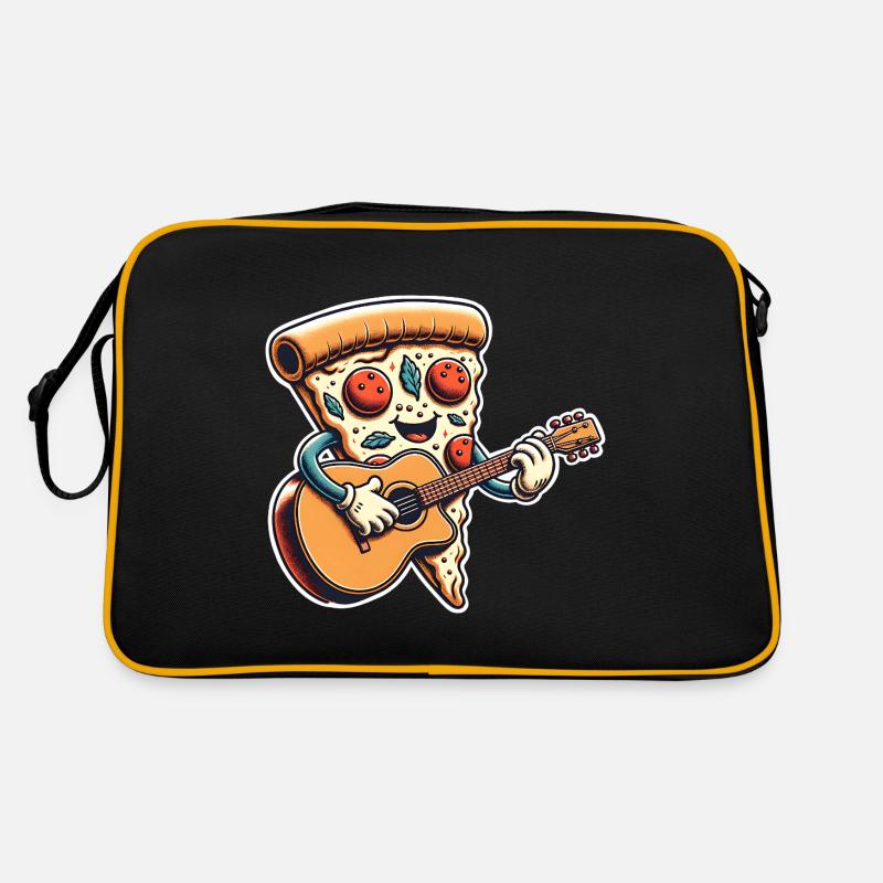 Pizza Gitarre - Retro Tasche - Schwarz/Gold