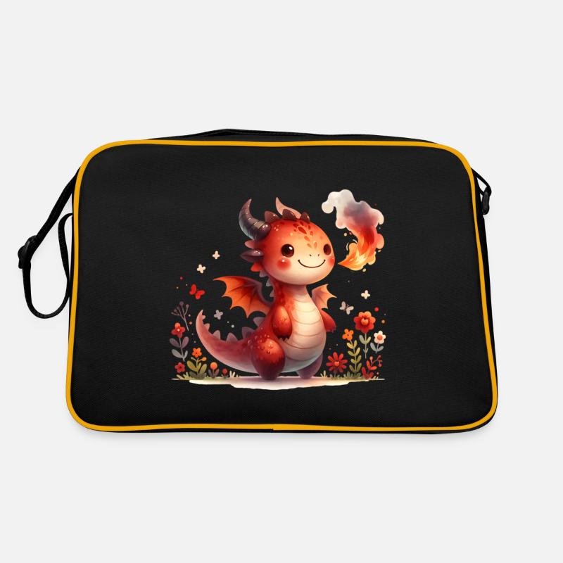 Drache - Retro Tasche - Schwarz/Gold