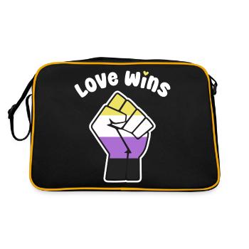 Love Wins Nonbinary Pride Fist for Equality - Retro Bag - black/gold - Back