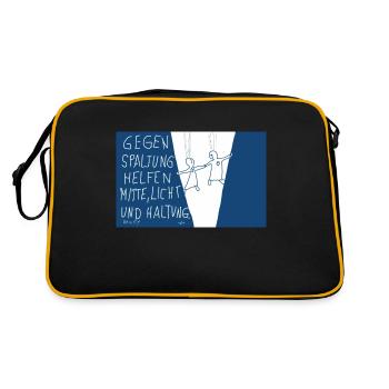 Gegen Spaltung helfen Mitte , Licht und Haltung. - Retro Tasche - Schwarz/Gold - Hinten