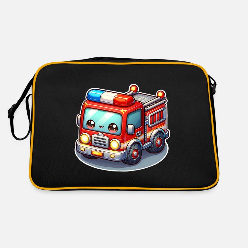 Pompiers avec visage d’enfants - Sac Retro - noir/or