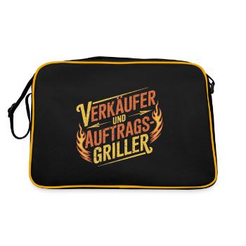 Verkäufer und Auftragsgriller BBQ Grillen - Retro Tasche - Schwarz/Gold - Hinten