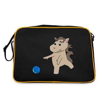 Le poulain de cheval joue au bowling - Sac Retro - noir/or - Dos