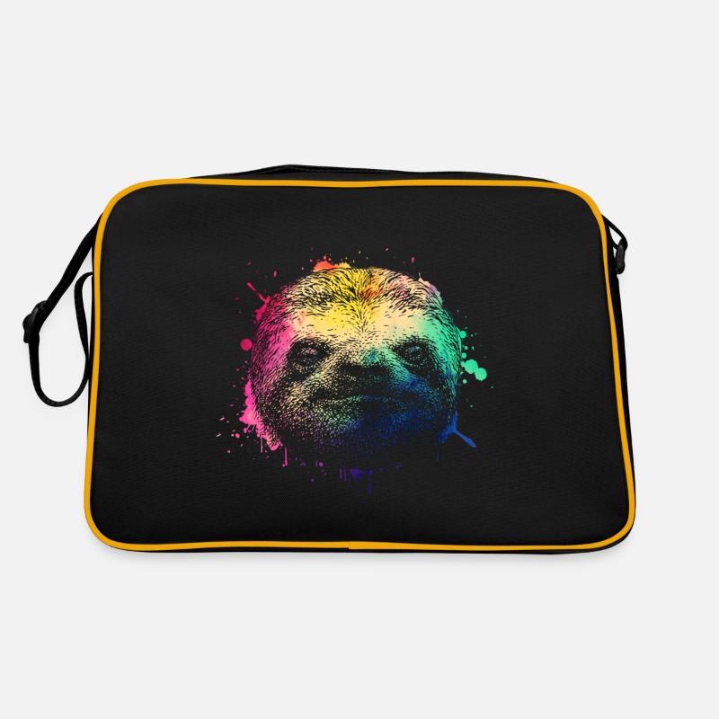 Buntes Faultier Sloth - Retro Tasche - Schwarz/Gold