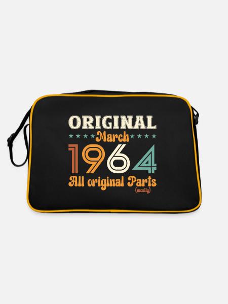 60th Birthday Gift Original March 1964 - Retro Bag - black/gold - Back