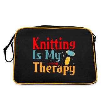 Lustiges Stricken - Retro Tasche - Schwarz/Gold - Hinten