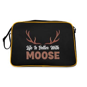 Life is better with moose! Funny moose saying - Retro Bag - black/gold - Back