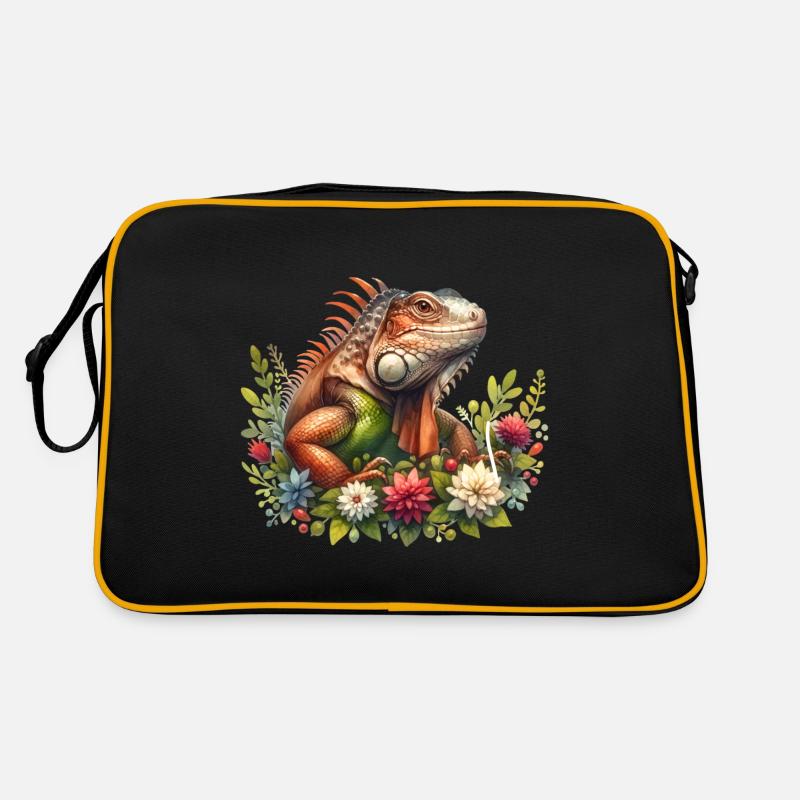 Leguan - Retro Tasche - Schwarz/Gold