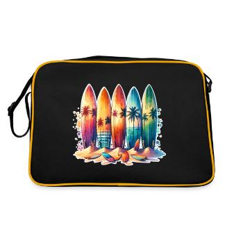 Surfen Surfer - Retro Tasche - Schwarz/Gold - Hinten