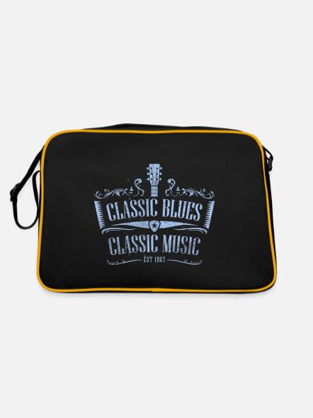 Blues Musik Retro - Retro Tasche - Schwarz/Gold - Hinten
