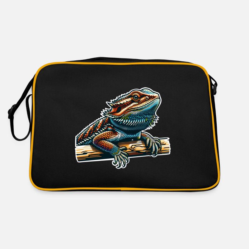 Bartagame Bartagamen Bearded Dragon - Retro Tasche - Schwarz/Gold