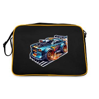 Sportwagen Tuning Auto - Retro Tasche - Schwarz/Gold - Hinten