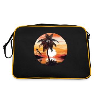 Magnifique coucher de soleil avec des palmiers et la mer - Sac Retro - noir/or - Dos
