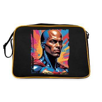 Porträt eines Sci-Fi-Superhelden - Retro Tasche - Schwarz/Gold - Hinten