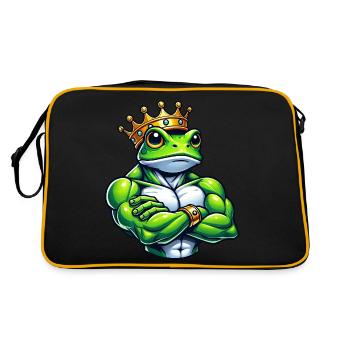 Muskulöser Froschkönig Fitness Workout Training - Retro Tasche - Schwarz/Gold - Hinten