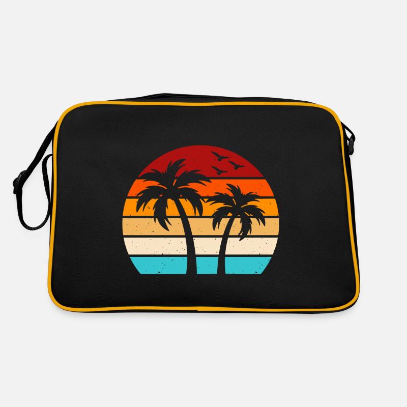 Palmen - Retro Tasche - Schwarz/Gold