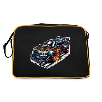 Sportwagen Tuning Auto - Retro Tasche - Schwarz/Gold - Hinten