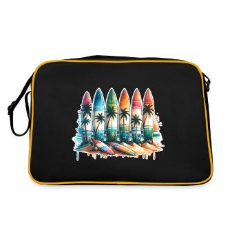 Surfen Surfer - Retro Tasche - Schwarz/Gold - Hinten