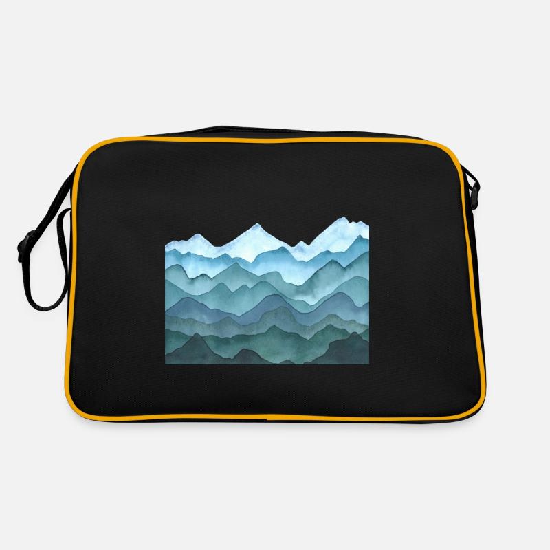 Landschaft mit Hügeln oder Bergen - Aquarell Retro Tasche