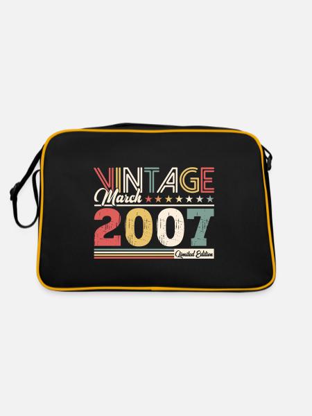 18. Geburtstag Geschenk Mann Vintage März 2007 - Retro Tasche - Schwarz/Gold - Hinten
