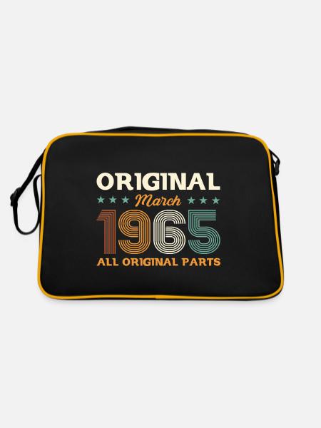 60. Geburtstag Geschenk Mann Original März 1965 - Retro Tasche - Schwarz/Gold - Hinten